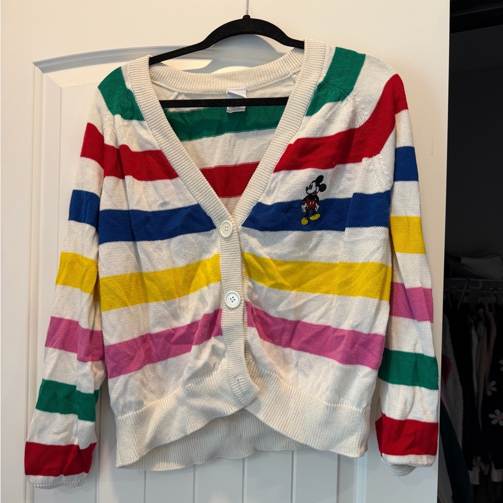Disney Striped Sweater with Green and Red Accents